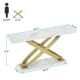 thumbnail image 7 of Tribesigns 55" Long Sofa Table, Modern Marble Console Table Behind Sofa Couch, Narrow Rectangular Entryway Table for Living Room, Office, Coffee Bar, Front Hall, Hallway, Balcony, Gold & White, 7 of 7