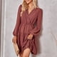 thumbnail image 1 of Vestido De Manga Larga Con Vuelo, Cintura Con Corsé, Costura De Encaje, Vestido Midi Fluido Para Mujer, Suave Y Cómodo Para Ir De Compras ANGGREK Otros, 1 of 6