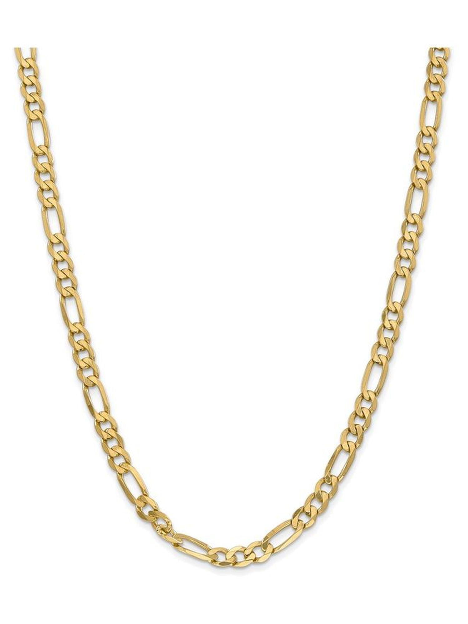 Jewel Tie 10k Yellow Gold 2.4mm Flat Beveled Cuban Curb Chain Necklace with Secure Lobster Lock Clasp
