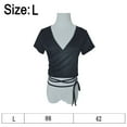 thumbnail image 2 of Camiseta corta con cuello en V y cordón fruncido en la parte delantera para mujer, 2 of 6