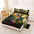 thumbnail image 2 of Feelyou Kawaii Rainbow Dragon Animal Full Size Sheets for Kids Boys Girls, Nature Floral Bed Sheets, Teal Orange, 4 Pieces, 2 of 5
