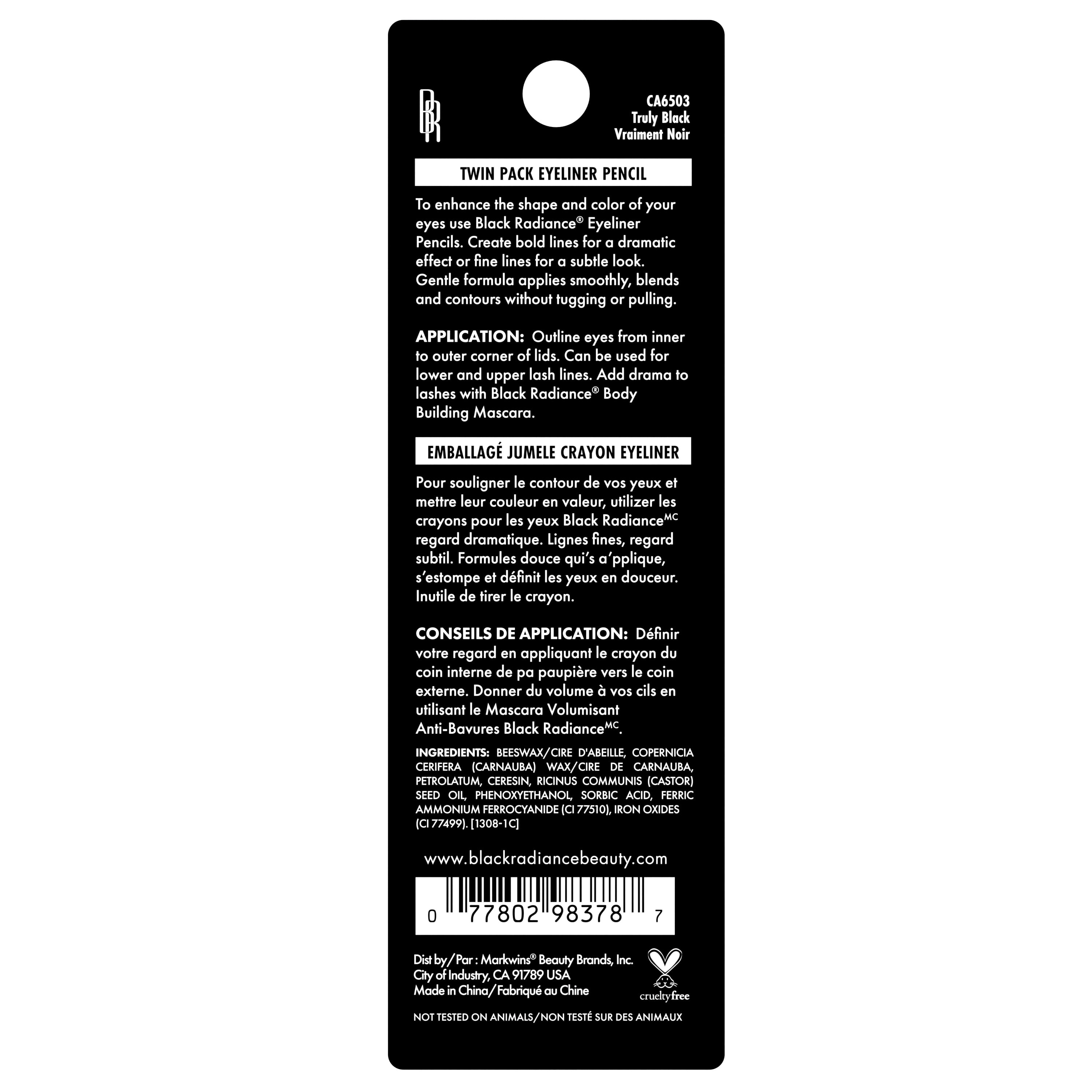 (3 pack) Black Radiance Twin Pack Eyeliner Pencil - Truly Black