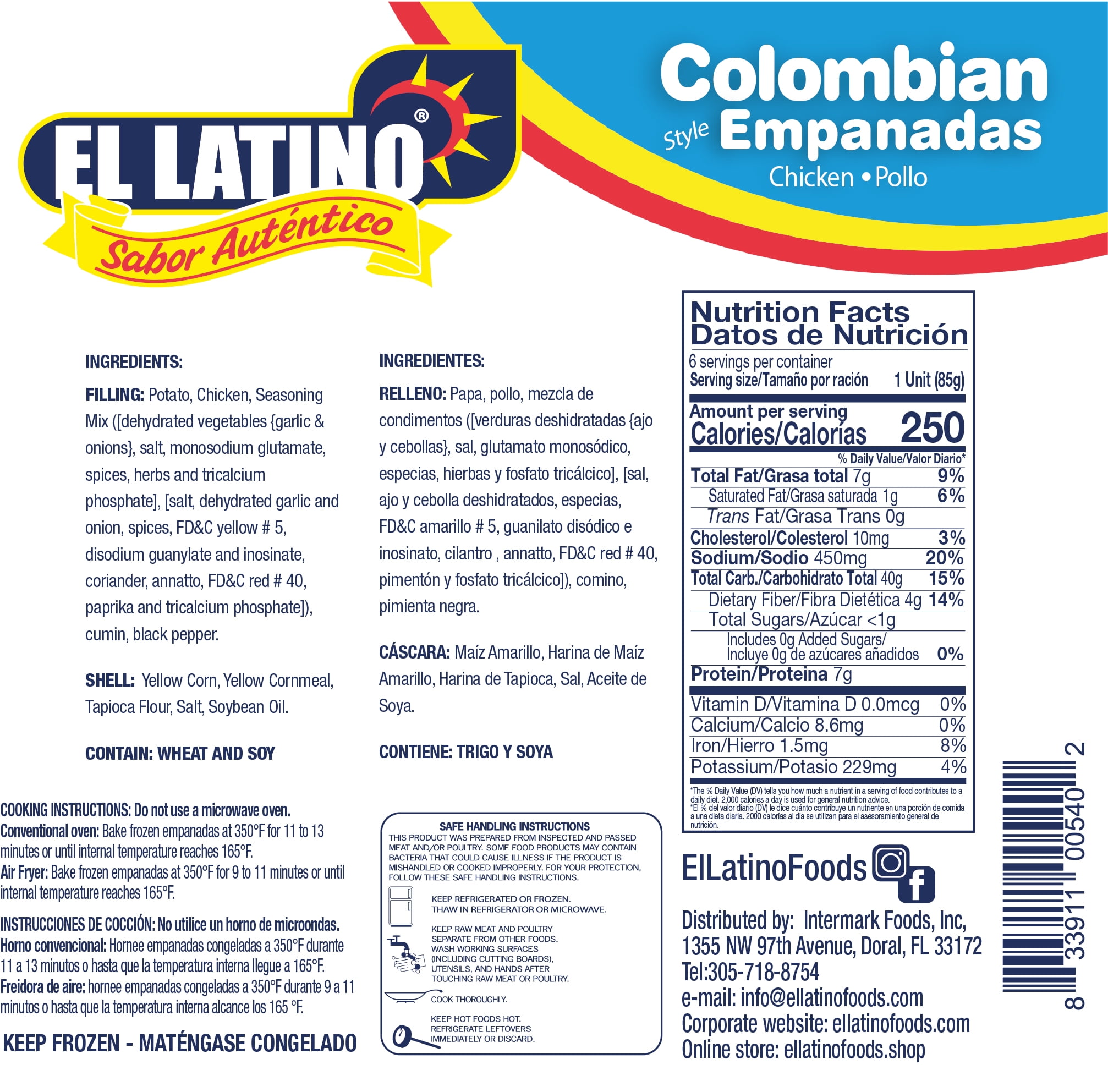 El Latino Empanadas Colombianas CHICKEN 18oz 6PK