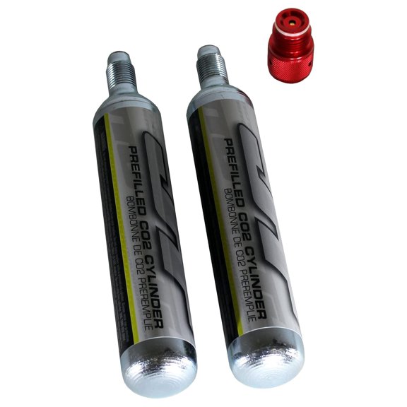 90g CO2 Cartridges with Adapter for Paintball - 300 Shots - Mini CO2 to Standard Paintball Adapter - Aluminum Adapter - Single Use CO2 Power Source