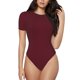 thumbnail image 1 of Balery Maroon Body de cuello redondo de manga corta para mujer Tops de manga corta Tops básicos-XX-Large, 1 of 7