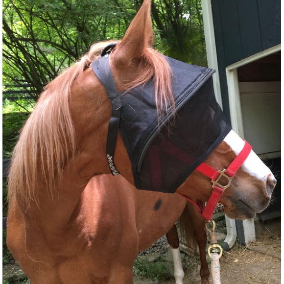 Máscara Antimoscas Solar Vizor EquiVizor para Caballos Talla Extra Grande Negra con Protección UV