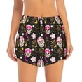 thumbnail image 4 of Lsque Skull Daisy Printed Women's Running Shorts with Liner Pockets,Elastic Quick Dry Workout Athletic Gym Yoga Shorts,Womens High Waist Shorts-Small, 4 of 9
