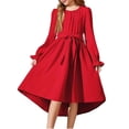 thumbnail image 1 of Vestido Largo de Manga Larga de Moda Y Cómodo Color Sólido con Cinturón para las Niñas, Falda Plisada para el Vestido de Cumpleaños para las Niñas, 1 of 4