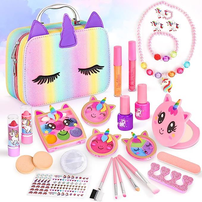 BIGUY Kids Washable Makeup Girl ToysKids Makeup Kit for Girl,Pretend Makeup for Toddlers Little