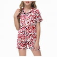 thumbnail image 1 of Gubotare Ensembles de Pyjamas pour Filles Ensemble de Pyjama pour Filles Haut à Boutons devant et Shorts, 2 Pcs 4T 5T (Rouge, 4-5 Ans), 1 of 4