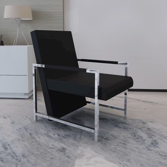 vidaXL Cube Armchair Black Faux Leather