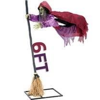 Halloween Animatronics Floating Witch Decorations - Animated Flying Witch with Sound Activated, Creepy Sound, Mouth Move, Light Up Eyes, Haunted Decor Horror Prop for Indoor, Outdoor, Yard Lawn