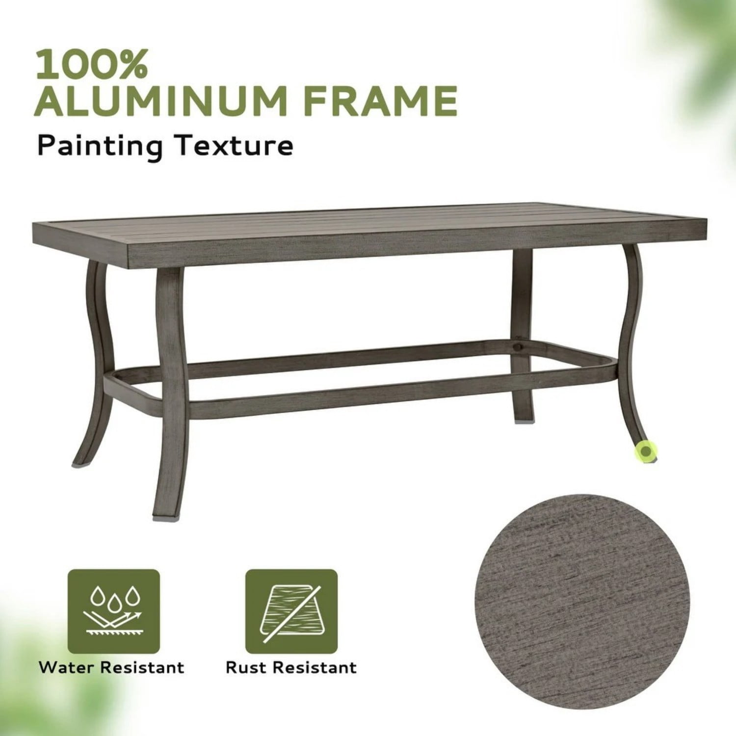 Outdoor Patio Coffee Table, Aluminum Rectangle Table, Weather-Resistant Center Table for Garden, Balcony, Backyard