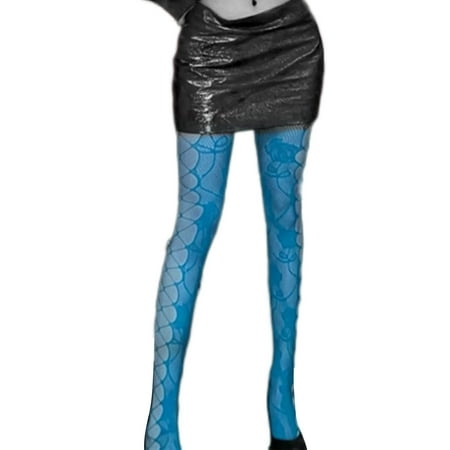 

Women Sexy Colorful Fishnet Pantyhose Rose Jacquard Side Hollow Out for Cross Ti