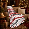 thumbnail image 3 of Nordic Christmas Village with Trees, Festive Fair Isle Style for Holiday Lovers, Cozy Red Grey Snow Scene, Flannel Blanket for Family Room and Cabin, Christmas Gift and Winter Home Decor, 3 of 9