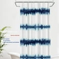 Indigo Blue Abstract Stripe Decor Shower Curtain,White Art Stripe