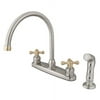 Kingston Brass Centerset Double Handle Kitchen Faucet with Side Spray