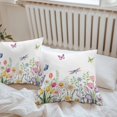 thumbnail image 6 of Throw Pillow Covers 18x18 Inch Set of 2, Wildflowers Waterproof Outdoor Pillow Covers, Spring Country Tulip Butterfly Floral Leaf Decorative Cushion Pillowcases for Couch, Sofa, Bed, Garden, Patio, 6 of 9