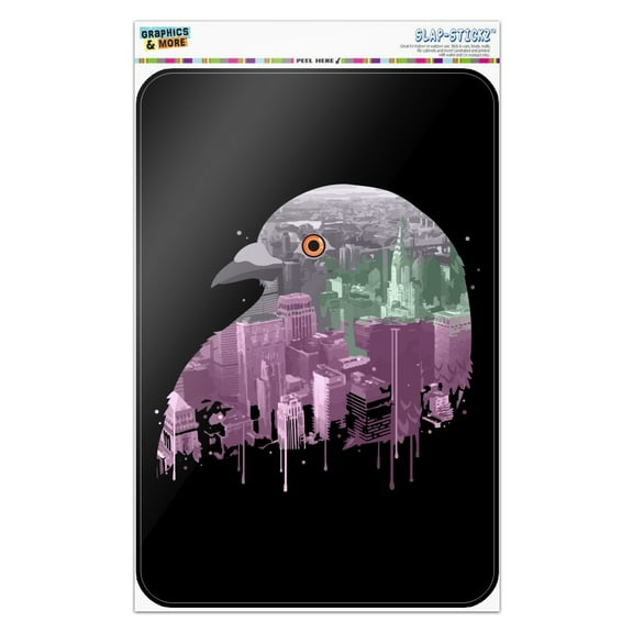 City Skyline Graffiti Pigeon Head Home Business Office Sign