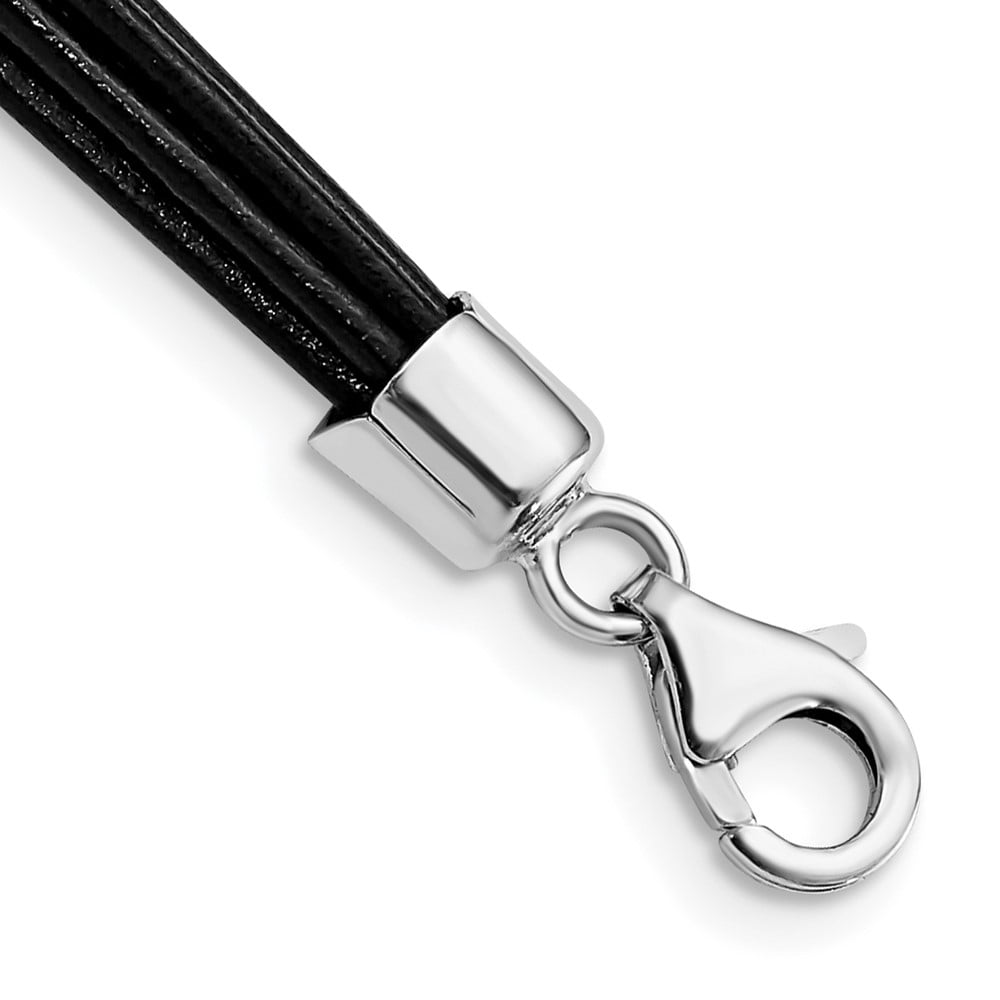 925 Sterling Silver Cord & Leather Necklace Chain 16inch Black Multi-Cord 16 inch 1 mm
