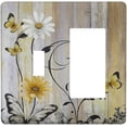 thumbnail image 1 of Outlet Covers Rustic Yellow White Daisy Flower Black Leaf Butterfl Sunflower Wood Grain 1 Toggle 1 Rocker Combination Decorative Wall Plate Light Switch Cover Plate Electrical Switch Plates for Home, 1 of 8