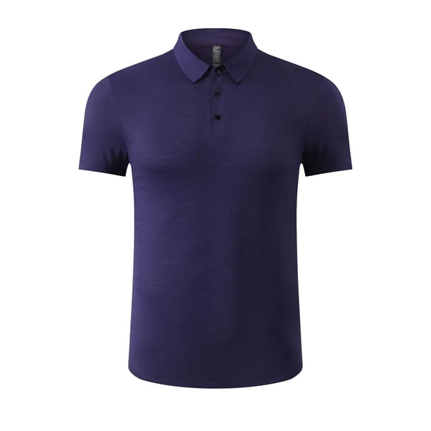 Tops para hombre, blusas y camisas de cuello redondo y manga corta para hombre, camiseta de manga corta de tejido laminado transpirable, sin costuras y con solapa de color liso de seda de hielo para h