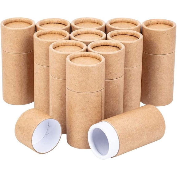 12PCS 10ml BurlyWood Kraft Paperboard Tubes Round Cardboard Containers Lip Balm Tubes Cardboardfor Pencils Tea Caddy Coffee Cosmetic Crafts Christmas Festival Gift Packaging Multi-color DIY