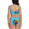 thumbnail image 3 of Wukai Elephant Trunk Couple Flowers Women's Bikini Set Two Piece,wimsuit High Waisted V Neck Twist Front Adjustable Spaghetti Straps Bathing Suit-X-Large, 3 of 7