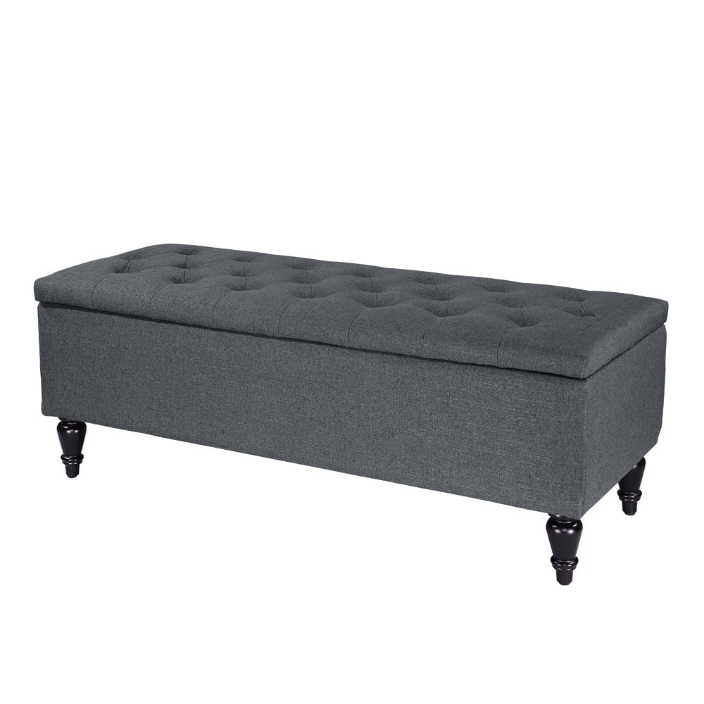 ABBLE W 45 in. x H 17.3 in. Gray Fabric Upholstered Storage Bench with Button-Tufted Seat