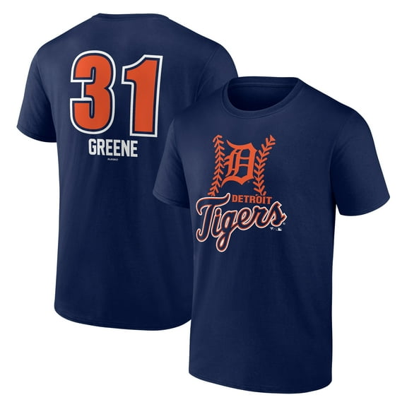Men's Riley Greene Navy Detroit Tigers Fastball Player Name & Number T-Shirt