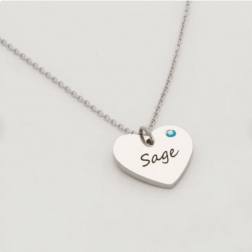 Birthday Gifts For Kids Girls - Little Girls Birthstone Heart Necklace - Custom Name Heart Birthstone Necklace for Girls