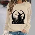 thumbnail image 2 of Jsaierl Womens Halloween Sweatshirts Funny Witch Graphic Pullovers Fall Holiday Round Neck Long Sleeve Sweater Tops Halloween Party Supplies, Sizes S-2XL, 2 of 7