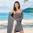 thumbnail image 2 of Nova Luxury Linen Quick Dry Turkish Beach Towels 100% Organic Cotton, Black, 2 of 7