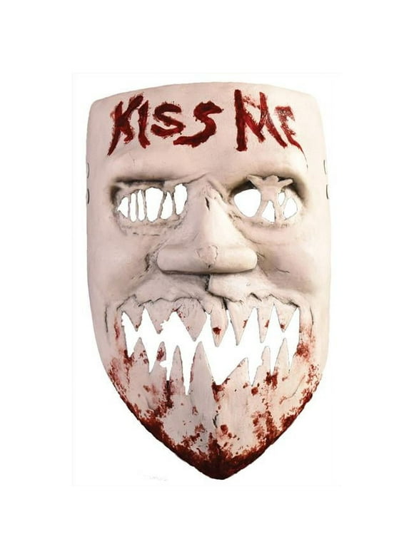 Trick or Treat Studios Purger White Plastic Halloween Election Year Kiss Me Costume Mask, for Adult
