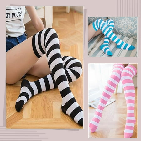 

Thigh High Stockings 3Pc S Women Knee High Socks Striped Women s Long Socks Harajuku Thigh High Socks For Girls Plus Size Stockings