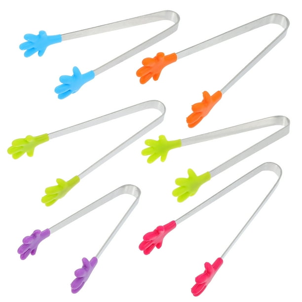 FELTECHELECTR 6 pinzas portátiles para alimentos, pinzas para pan, pinzas de cocina de acero inoxidable.