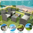 thumbnail image 4 of Walsunny Outdoor Patio Rattan Wicker Furniture Conversation Set 4 Piece with Cushions Tempered Glass Tabletop,White, 4 of 11