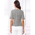 thumbnail image 3 of DARING DIVA Women's Tweed Top Round Neck Short Sleeve Pullover Blouse L Gray Black, 3 of 6