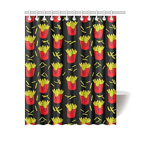 Bpbop French Fries Bathroom Waterproof Fabric Shower Curtain 66x72 Inches
