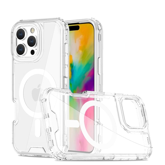 ShieldFlex Magnetic for iPhone 16 Pro Max Case, Compatible with MagSafe, Military Grade Drop Protection Transparent Shockproof with Anti-Fingerprint Phone Case,Clear