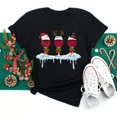 thumbnail image 1 of Novedad de verano, sombreros de Navidad de copa de vino para mujer, camiseta negra, regalos de Navidad, camiseta de dibujos animados, Top Harajuku con cuello redondo, 1 of 4
