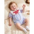 thumbnail image 4 of RUINIXCW Newborn Baby Boy Girl Game Day Outfit Infant Baby Boys Summer Fall Clothes Striped Romper Football Baseball Basketball Embroidery Doll Collar Short Sleeve Jumpsuit, 4 of 9