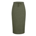 thumbnail image 4 of USSUMA Women'S Skirts Midi Skirt Solid Color High Waist Lace High-Elastic Mid-Calf Skirt Elegant Skirt Lightweight Dress Gym Reduced Price Army Green Skirt for Women Nylon L, 4 of 6