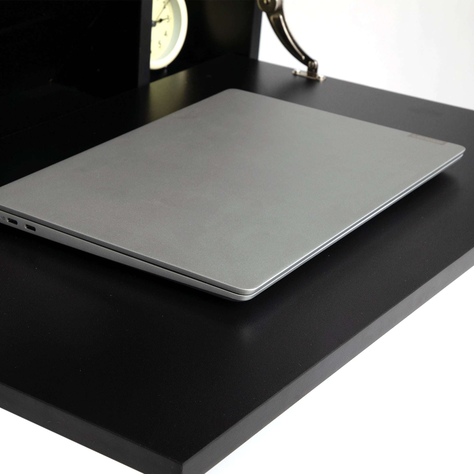 Lowestbest Wall-Mounted Folding Table, Floating Laptop Table, Cabinet with Storage Shelf, Black Lowestbest Wall-Mounted Folding Table, Floating Laptop Table, Cabinet with Storage Shelf, Black