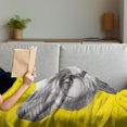 thumbnail image 3 of Animal Soft Flannel Fleece Throw Blanket, Hand Drawn Portrait of Cat with Glasses and Bow Tie Sketch Hipster Print, Cozy Plush for Indoor and Outdoor Use, 50" x 70", Yellow Grey White, by Ambesonne, 3 of 5