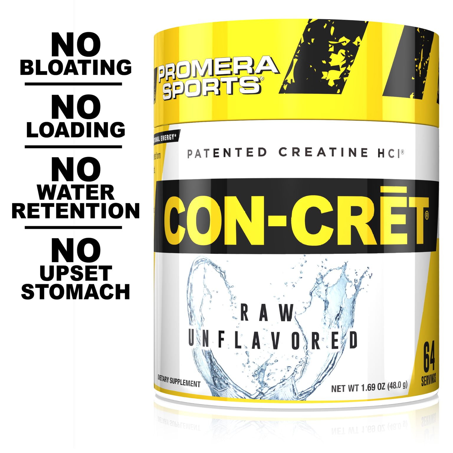 CON-CRET Patented Creatine HCL Powder, Unflavored, 64 Servings