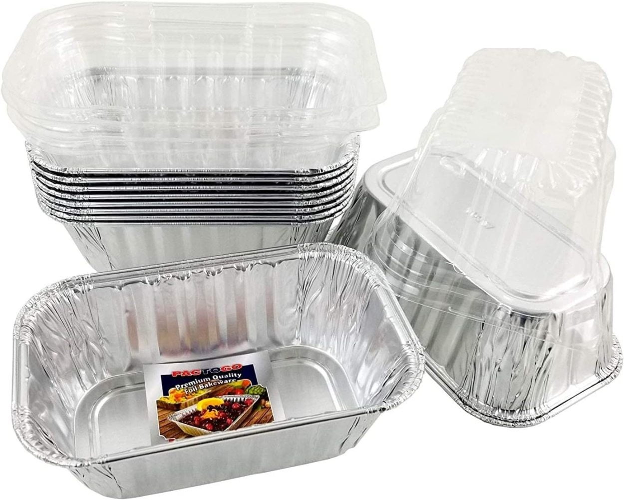 FULenQnu Disposable 1 lb Aluminum Foil Mini Loaf Pans with Clear Dome