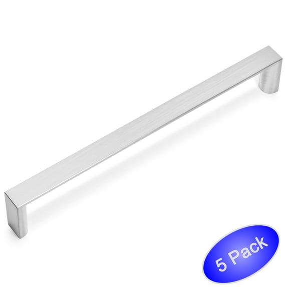 5 Pack - Cosmas 3133-160SN Satin Nickel Contemporary Cabinet Hardware Handle Pull - 6-5/16" Inch (160mm) Hole Centers