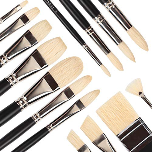 9pc Flat Head Paint Brush Various Size Artists Painting Hobby Craft 