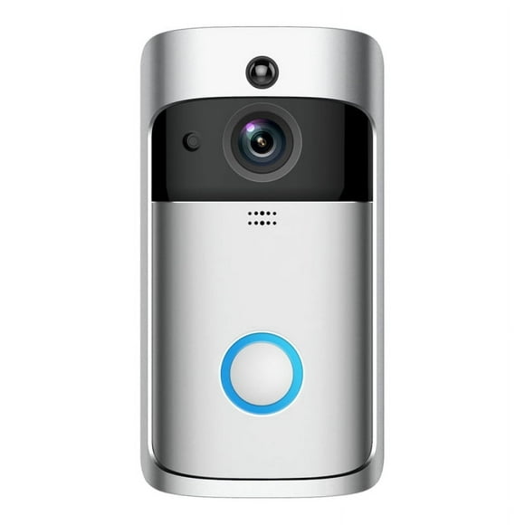 V5 Video Doorbell Camera 2.4G Wi-Fi Connection Wide Angle Night Vision Real-Time Notification 3 Batteries(Silver)